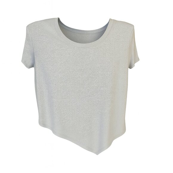1.State Tops - 1.STATE Light Blue Ribbed Asymmetrical T-Shirt - S